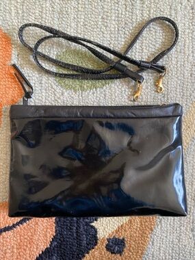 Faux Patent Leather Shiny Puffy Purse/Clutch With Detachable Strap